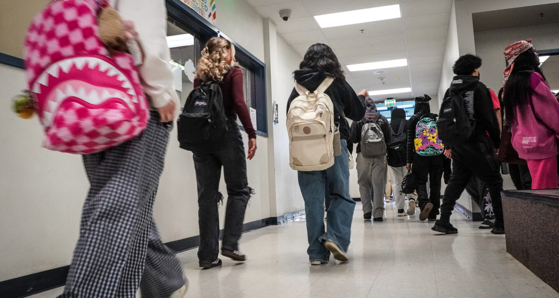 students in hallway