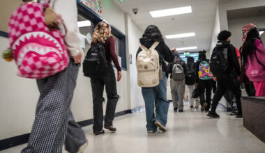 students in hallway