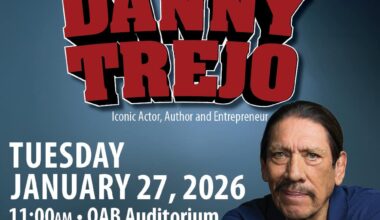 Danny Trejo speaks at Fresno City College