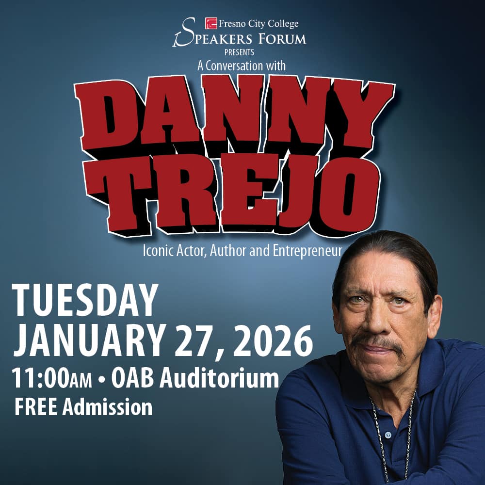 Danny Trejo speaks at Fresno City College