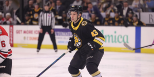 Dans Locmelis skating for the Providence Bruins