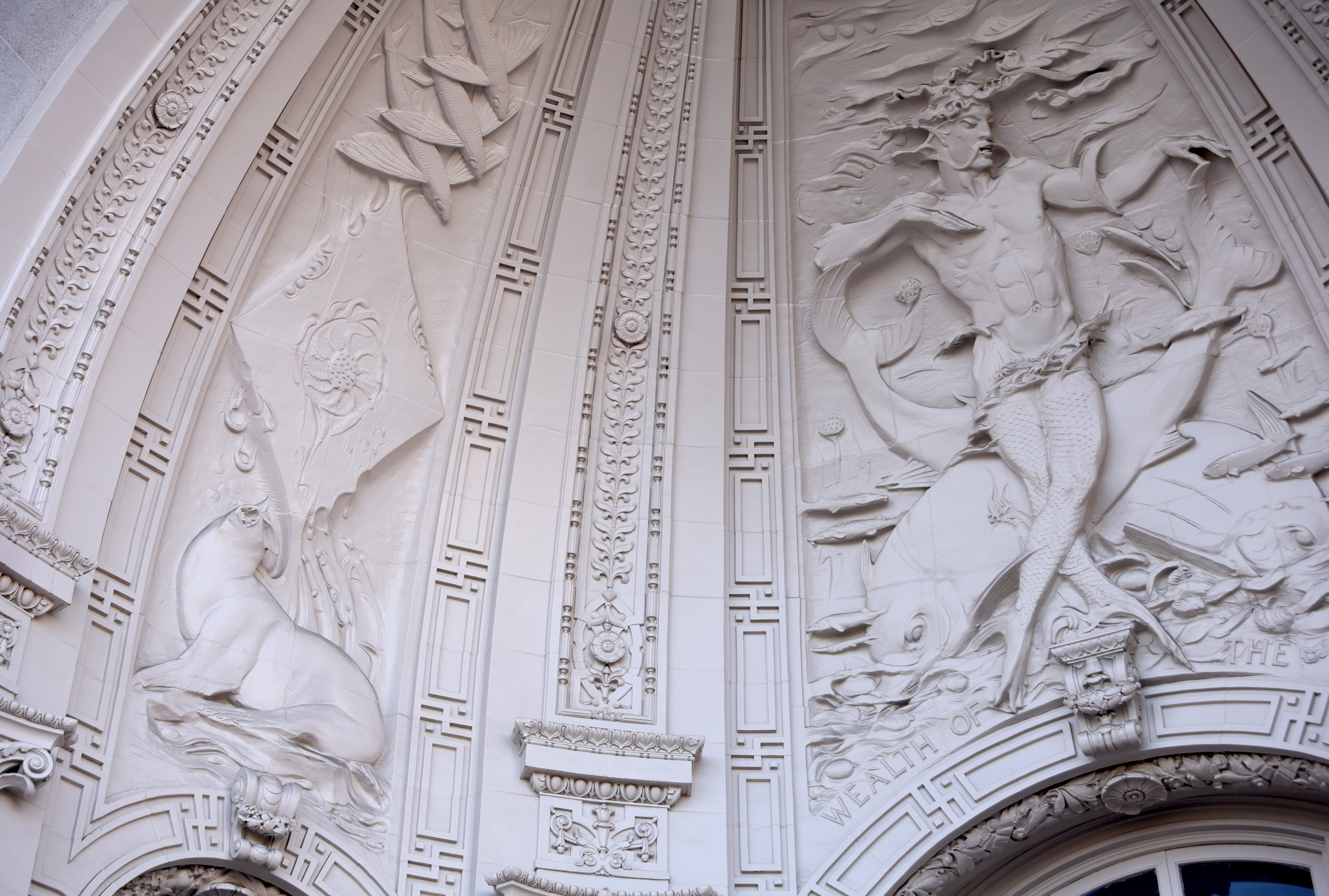 Glazed terra cotta relief sculptures by Alexander Stirling Calder in...