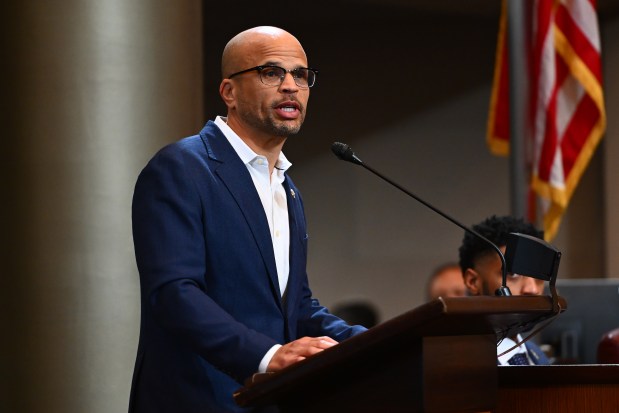 Oakland city attorney Ryan Richardson speaks during the 2025 Inauguration Ceremony held at Oakland City Hall in Oakland, Calif., on Monday, Jan. 6, 2025. (Jose Carlos Fajardo/Bay Area News Group)