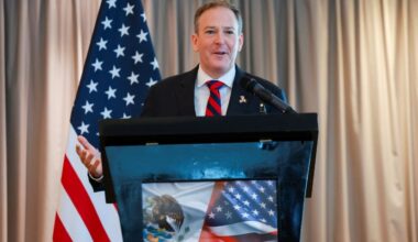 Environmental Protection Agency (EPA) Administrator Lee Zeldin speaks during the signing of the memorandum of understanding between U.S. and Mexico to achieve a permanent solution to the decades-old Tijuana River sewage crisis, in Mexico City, Mexico July 24, 2025. (Reuters/Raquel Cunha)