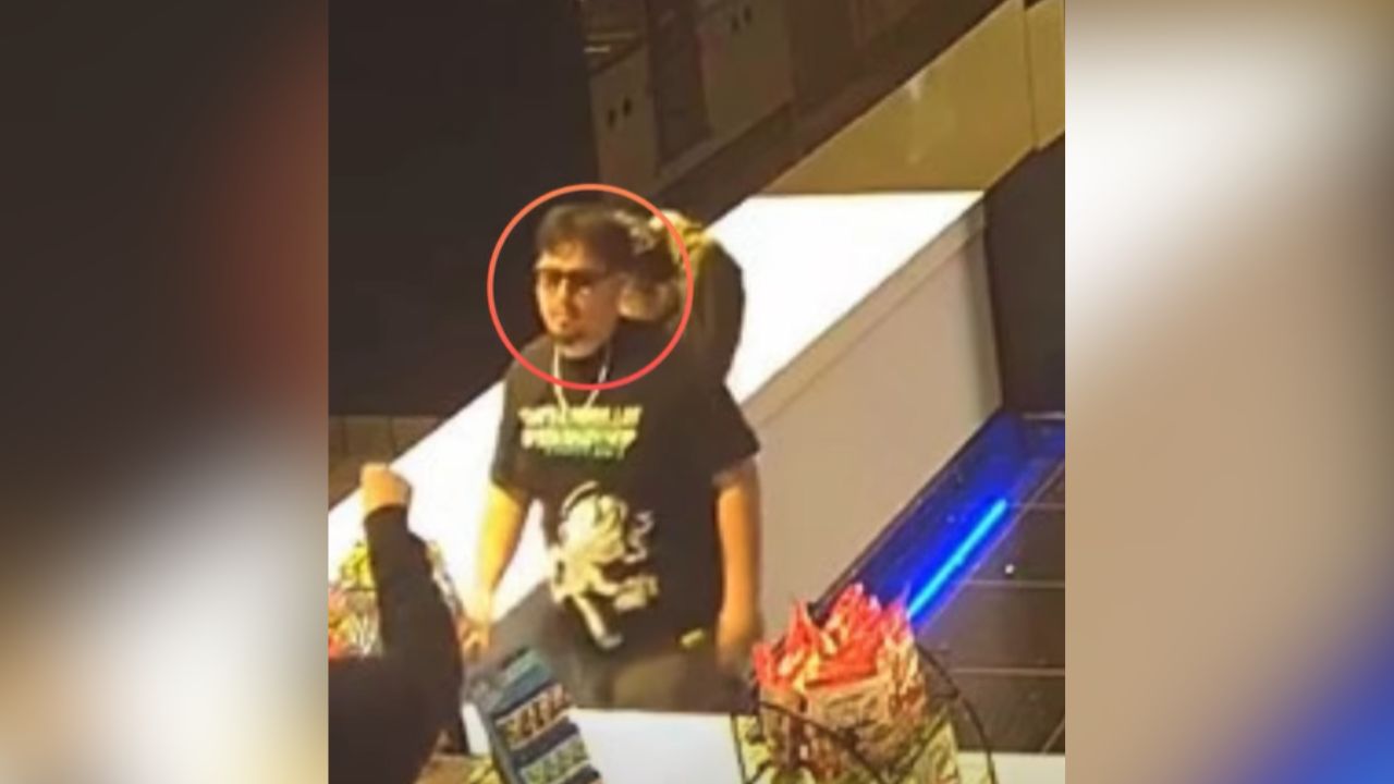 Fresno police are seeking the public’s help to identify a suspect wearing a black shirt who assaulted another patron at the Regal Fresno River Park movie theater on Dec. 18, 2025, and are urging anyone with information to contact investigators or Crime Stoppers. (Fresno PD)