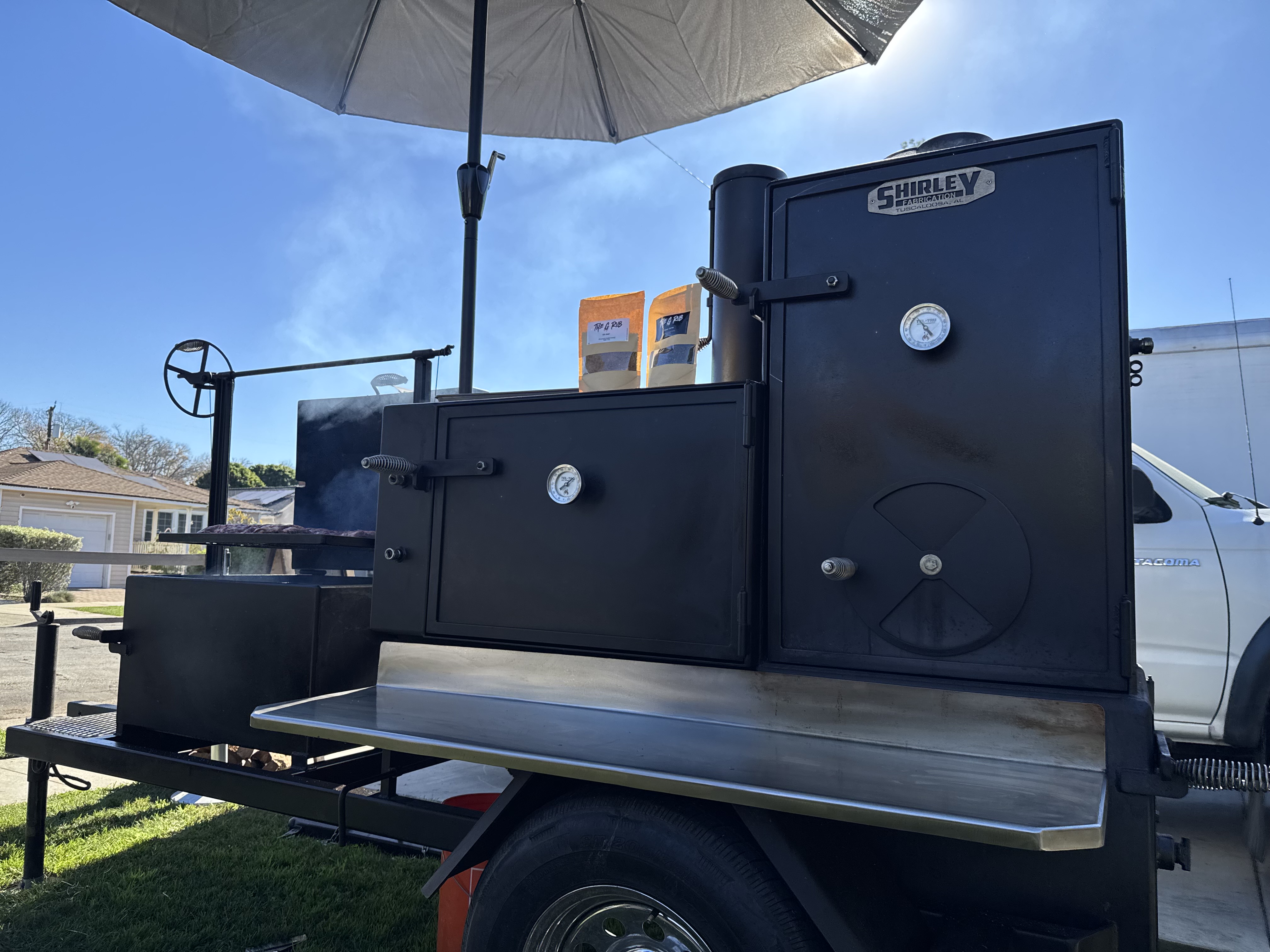 The smoker Daniel Matheny uses for his pop-up, dubbed BYO...