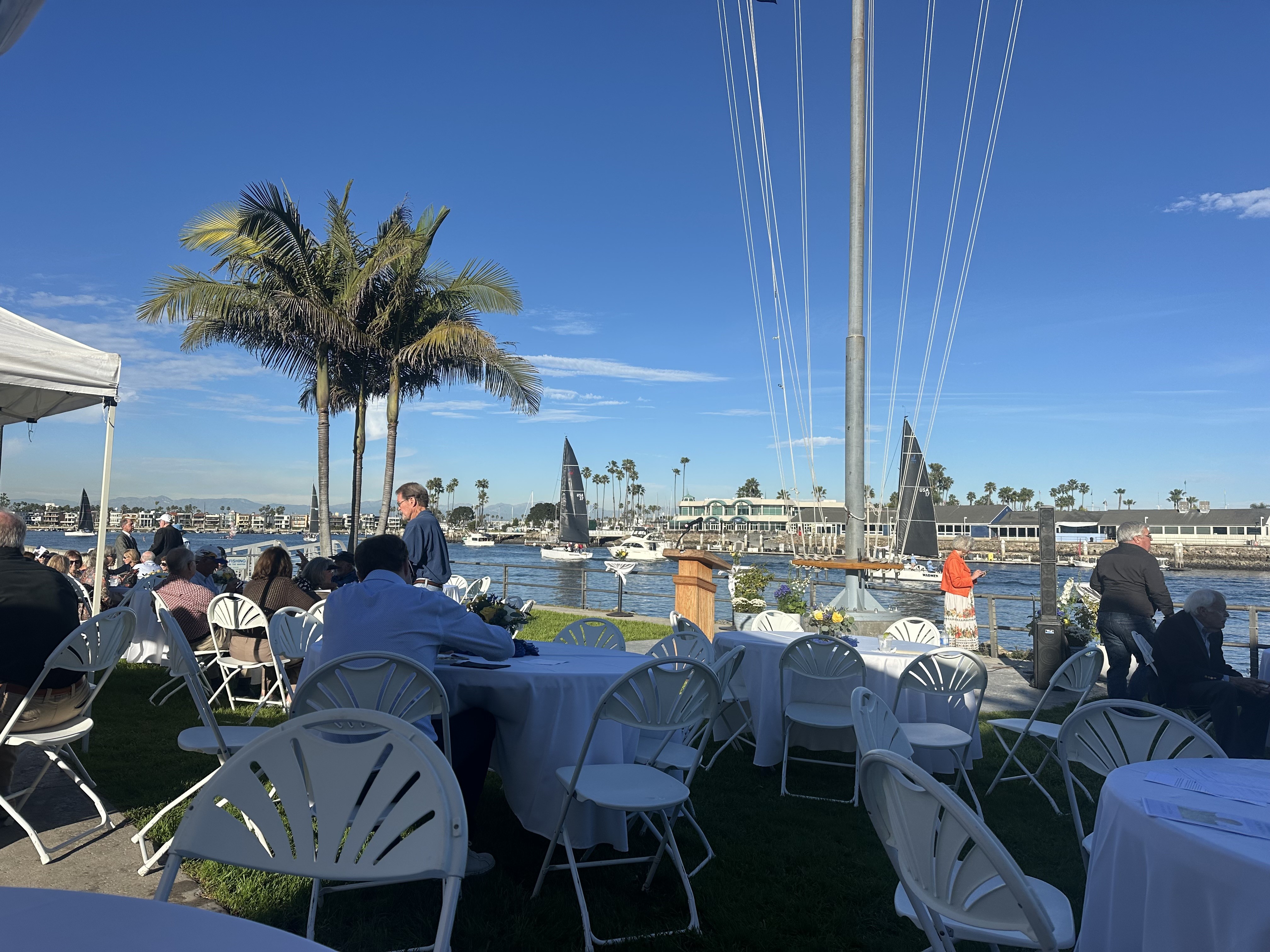 The Alamitos Bay Yacht Club patio during Alex Cross’ celebration...