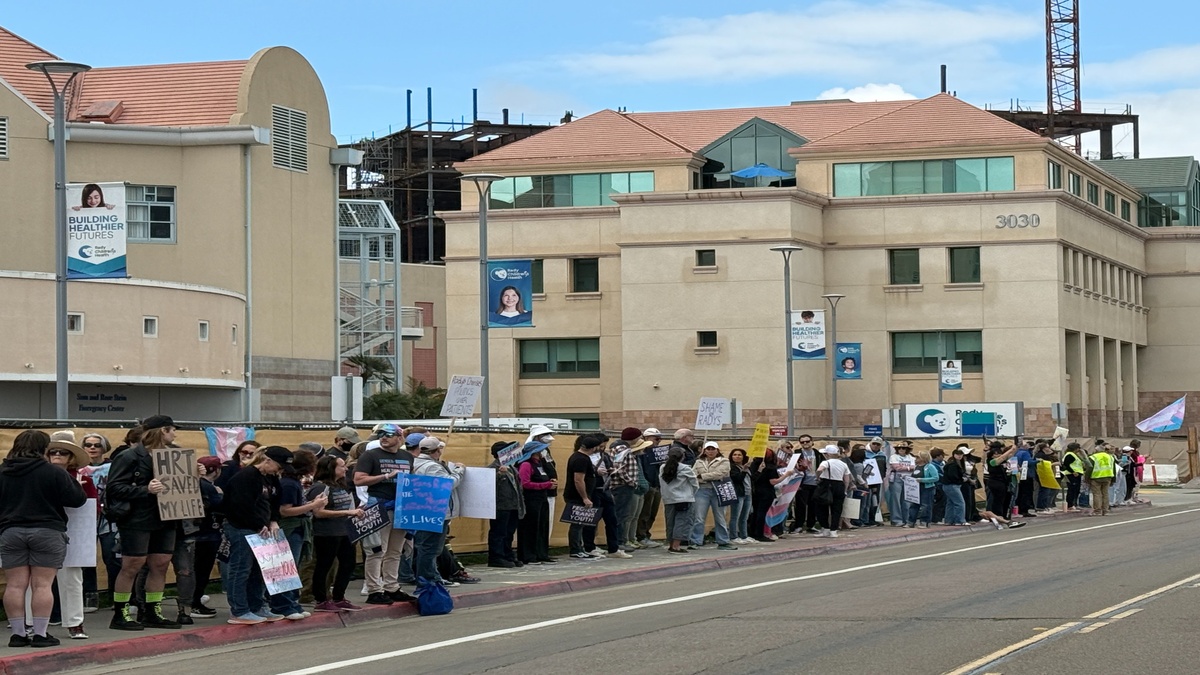 Dozens hold protest after Rady Children’s ends gender-affirming care – NBC 7 San Diego