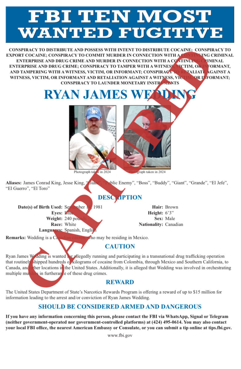 Ryan Wedding Captured FBI Poster