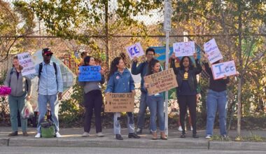 Anti-ICE protests Friday at a Berkeley elementary and a Hilton hotel in the Southside neighborhood