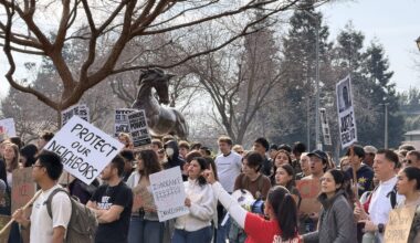 Santa Clara University students, faculty and local community members gathered on Jan. 30 as part of a national day of action against ICE.