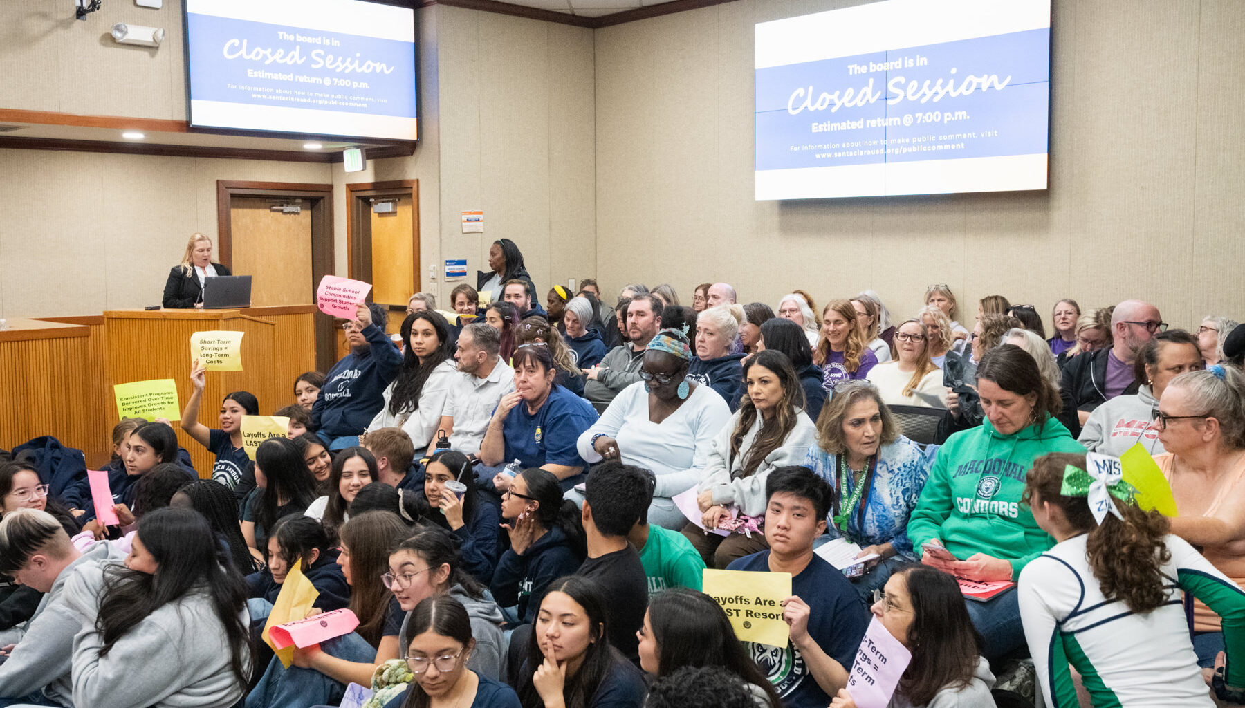 The Santa Clara Unified community is upset with Superintendent Dr. Damon J. Wright about "rightsizing", aka layoffs, due to deficit spending.