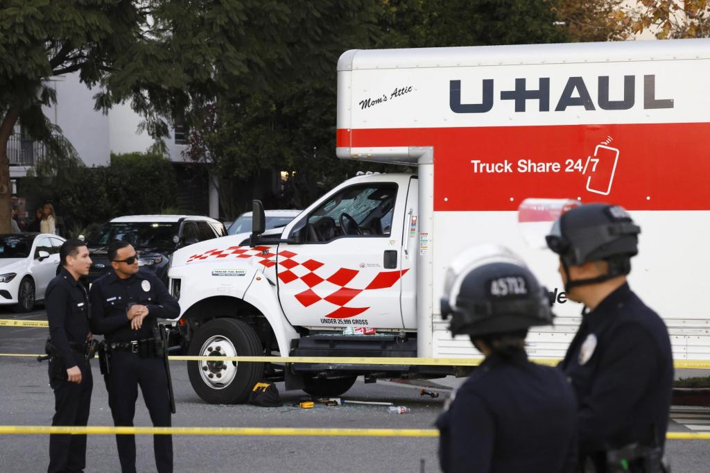 Man accused of recklessly driving U-Haul into Iran protest in Los Angeles, police say
