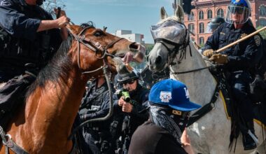 Police officers dispersed protesters at a No Kings rally in Los Angeles on June 14, 2025. California has been reliably deep blue, but could a crowded field of Democratic gubernatorial candidates create the path for a Republican win?