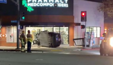 Crash sends Tesla into Southern California pharmacy