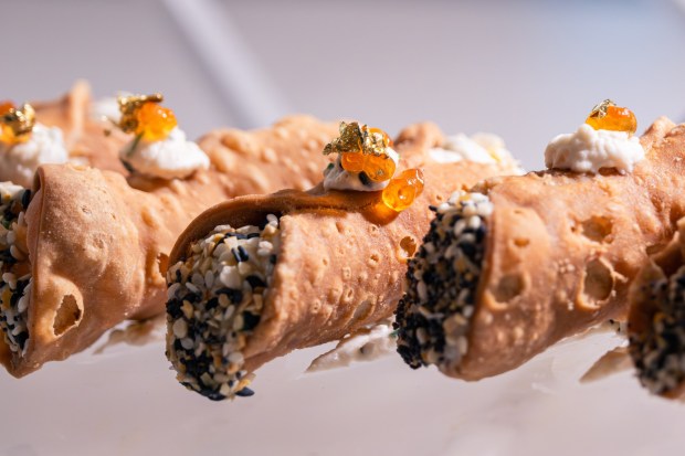The Smoked Salmon Cannoli will be served at the Post-GRAMMYs Gala Event on City View Terrace at Crypto.com Arena in Los Angeles during the 68th Grammy Awards. (Photo by Ariel Goldberg, Crypto.com Arena)
