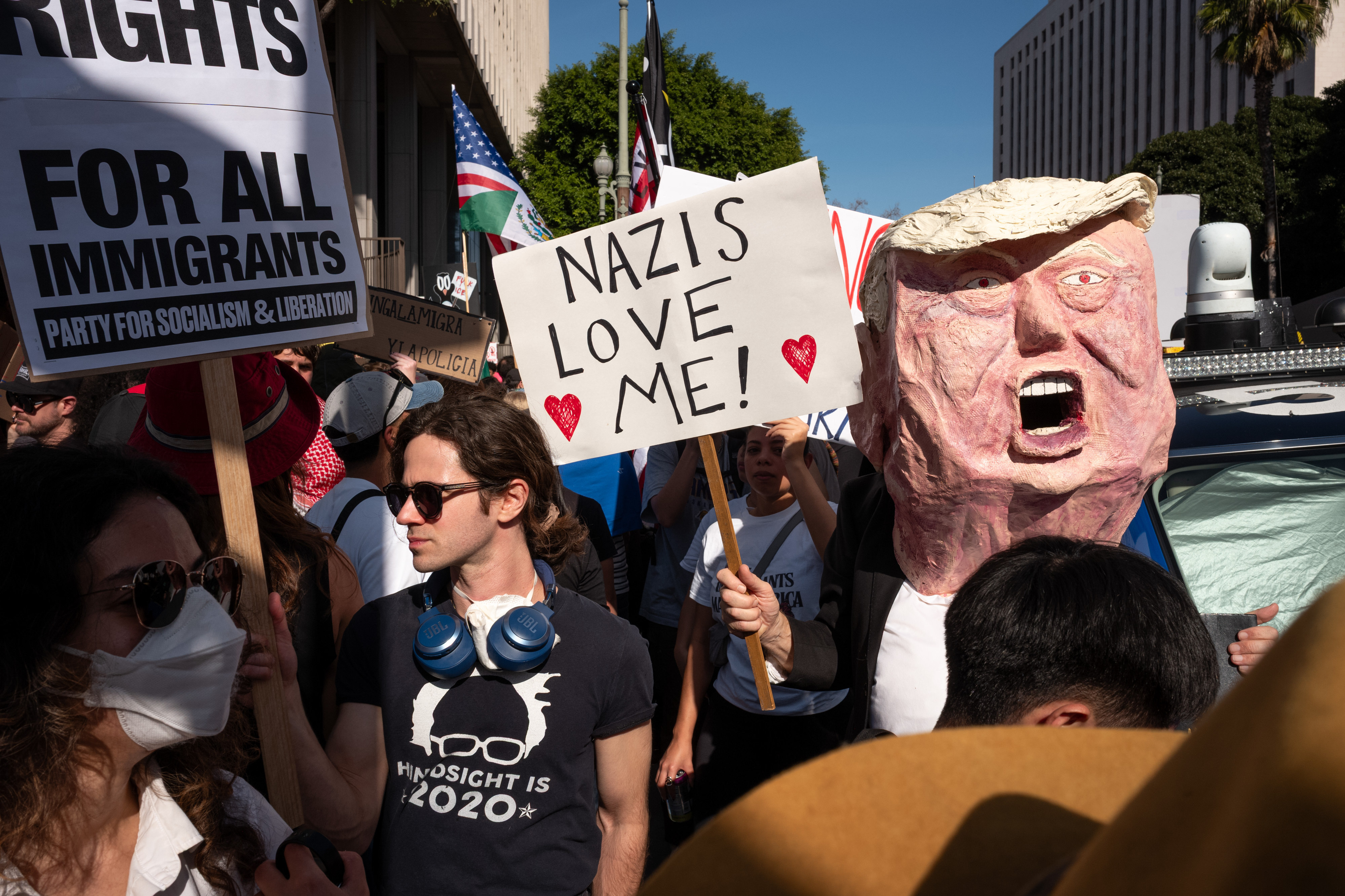 Thousands gathered outside of Los Angeles City Hall to protest...