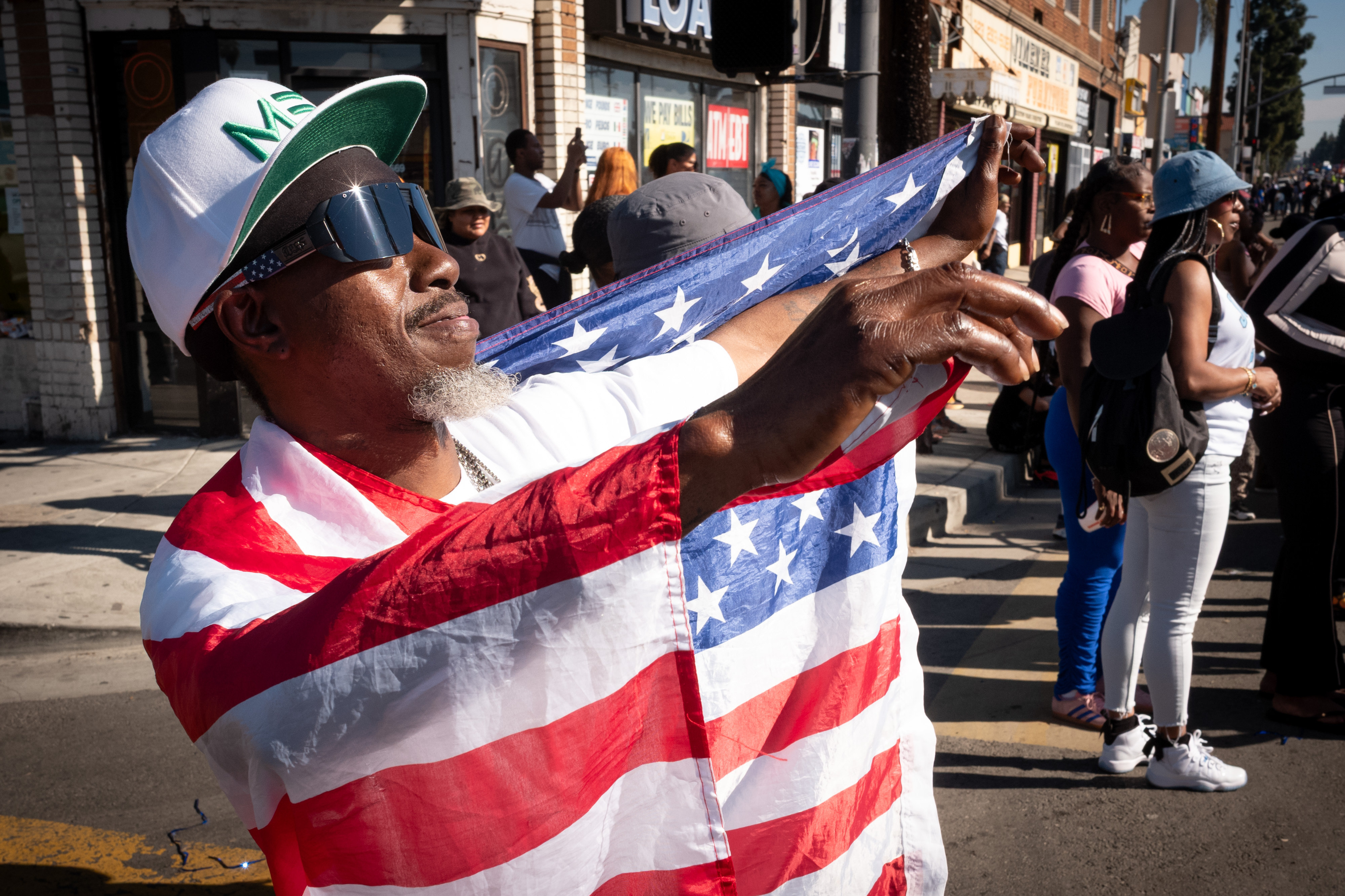 A festival atmosphere at MLK and Western avenues in Los...