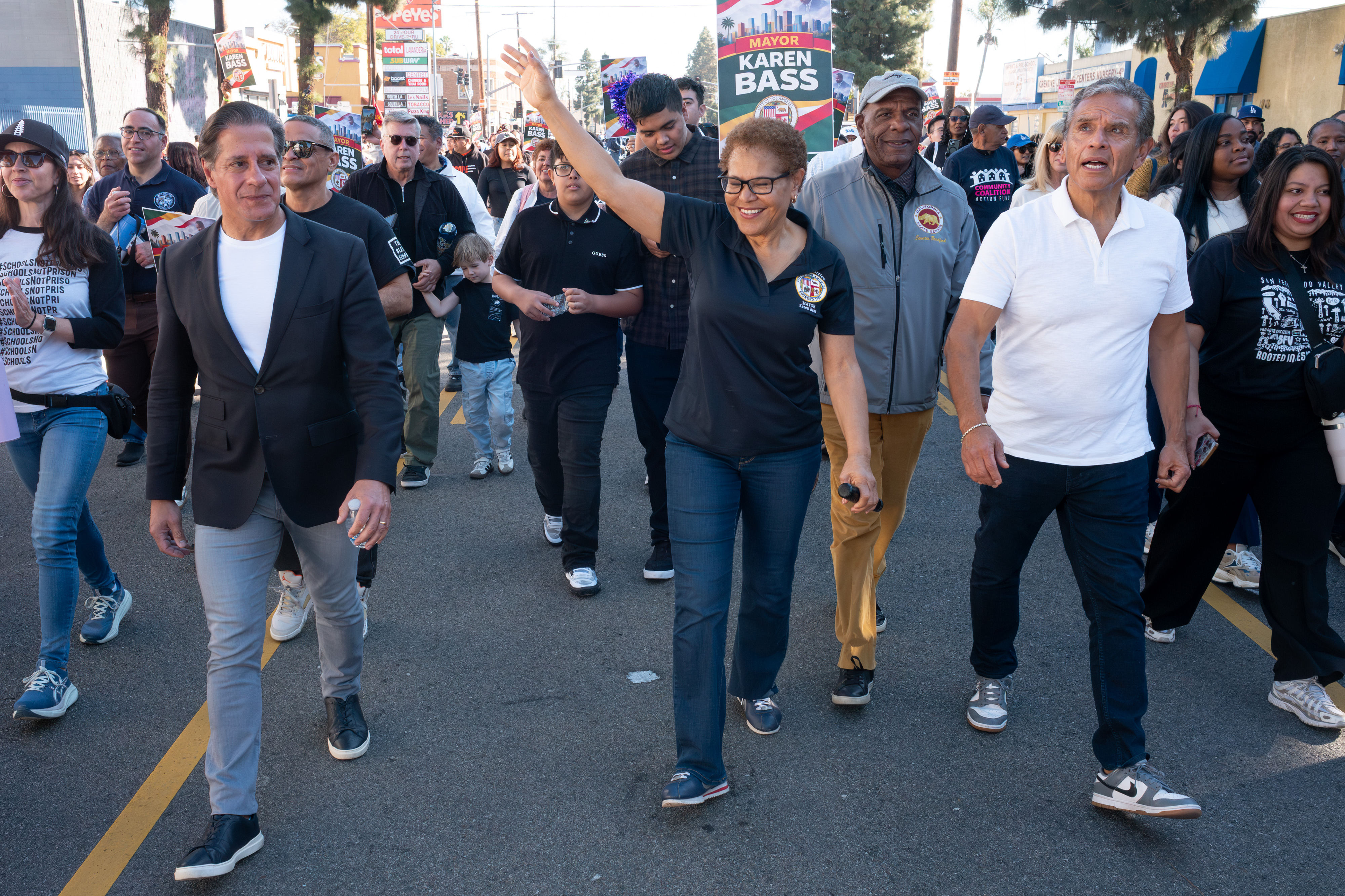 L to R; LAUSD Superintendent is Alberto Carvalho, LA mayor...