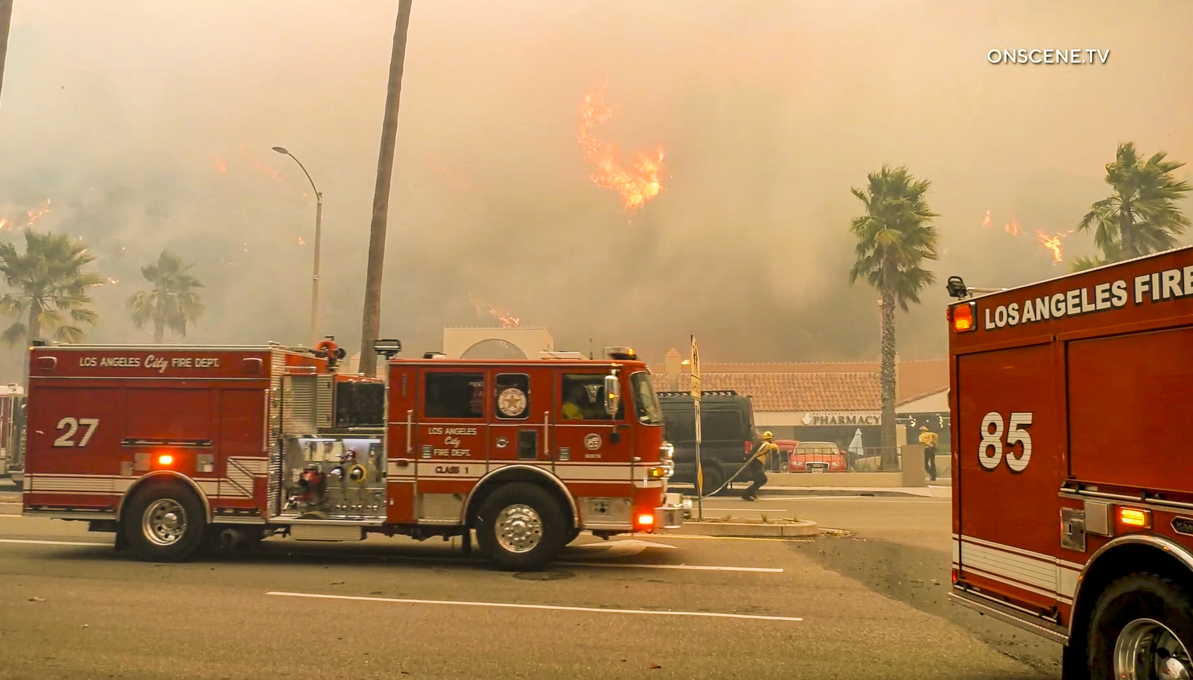 Firefighters battle the Palisades fire on Jan. 7, 2025. (Photo...