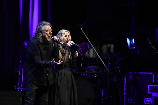 Robert Plant performs with his band, Saving Grace, featuring vocalist Suzi Dian, at the United Theater on Broadway on November 22, 2025. (Photo by Axel Koester, Contributing Photographer)