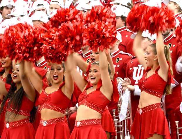 Indiana cheerleaders dance prior to the 112th Rose Bowl Game against Alabama at the Rose Bowl in Pasadena on Thursday, Jan. 1, 2026. The top ranked Indiana Hoosiers play the 9th ranked Alabama Crimson Tide in the 112th Rose Bowl Game. (Photo by Will Lester, Inland Valley Daily Bulletin/SCNG)