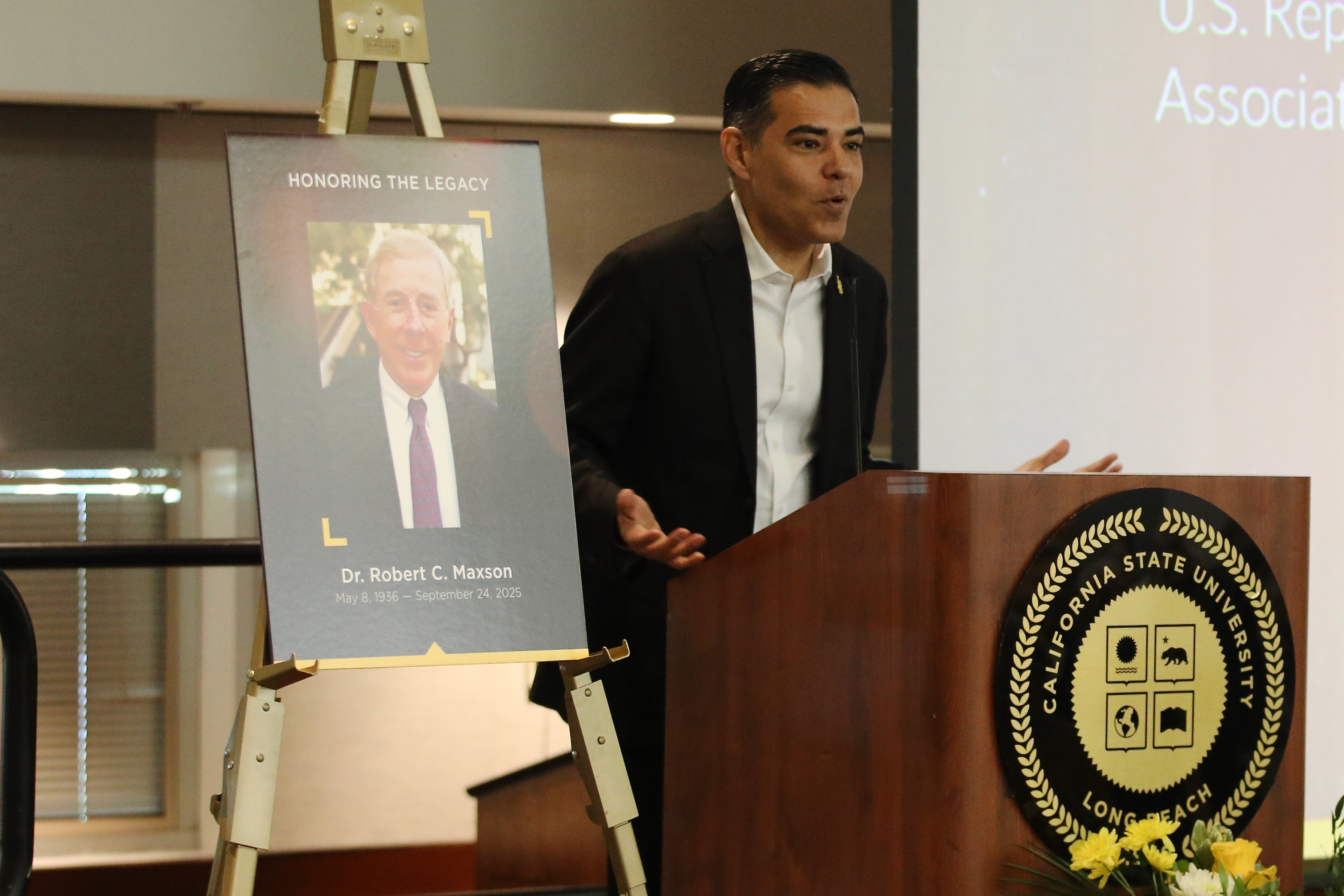 U.S. Representative Robert Garcia returns to his alma mater to...