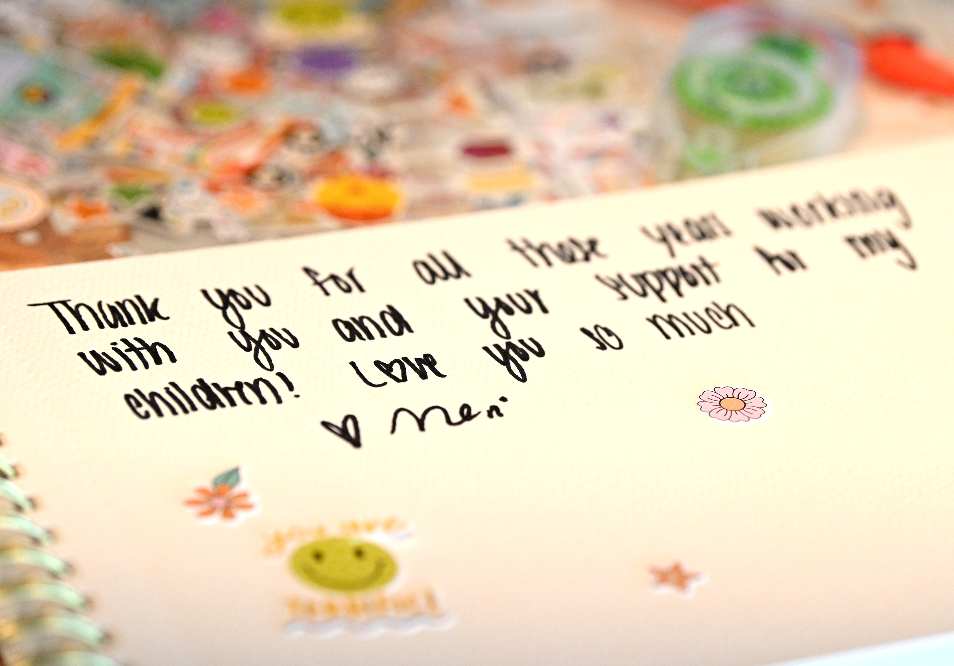 A note left by a former patient at a farewell...