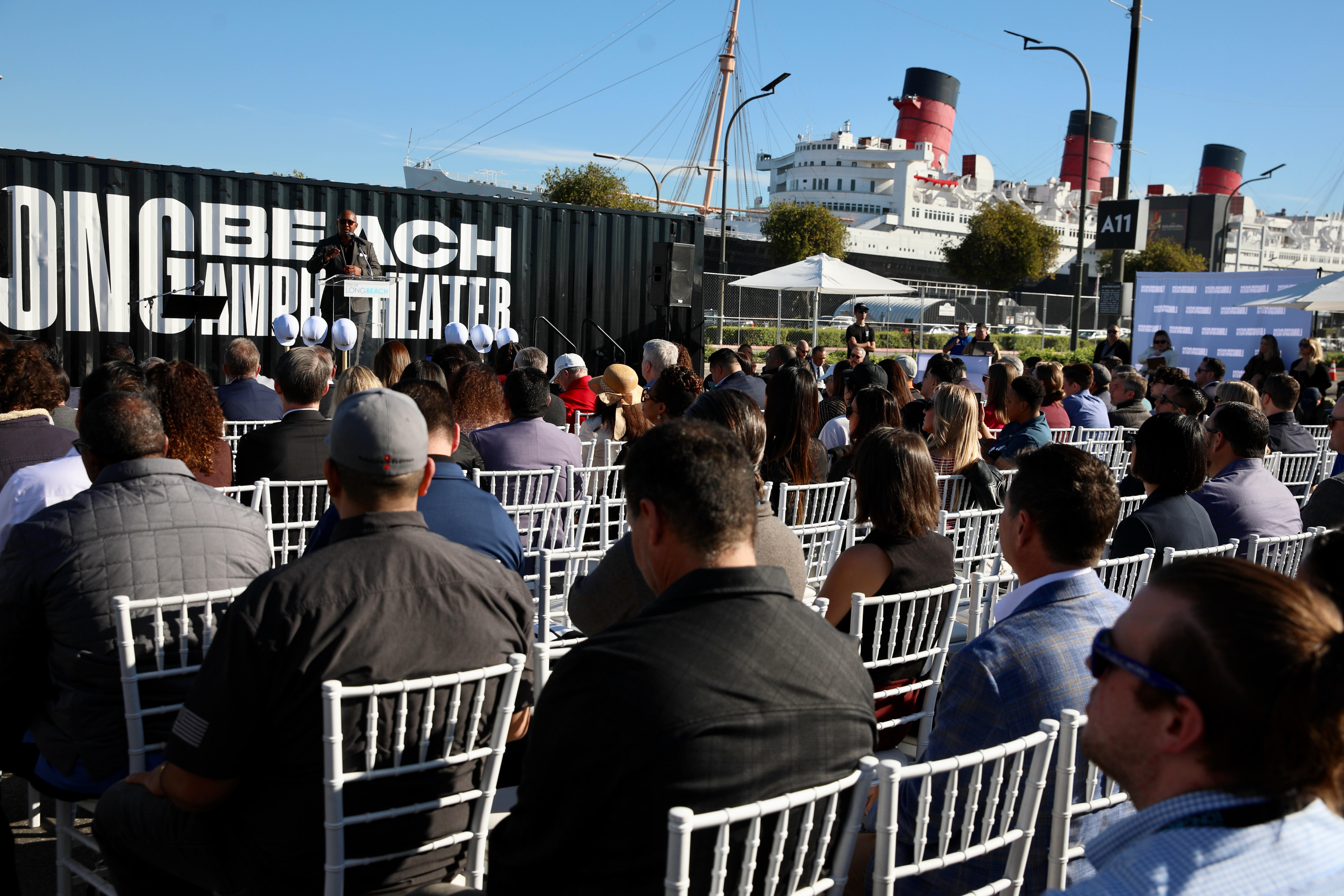 Mayor Rex Richardson speaks during a groundbreaking ceremony for the...