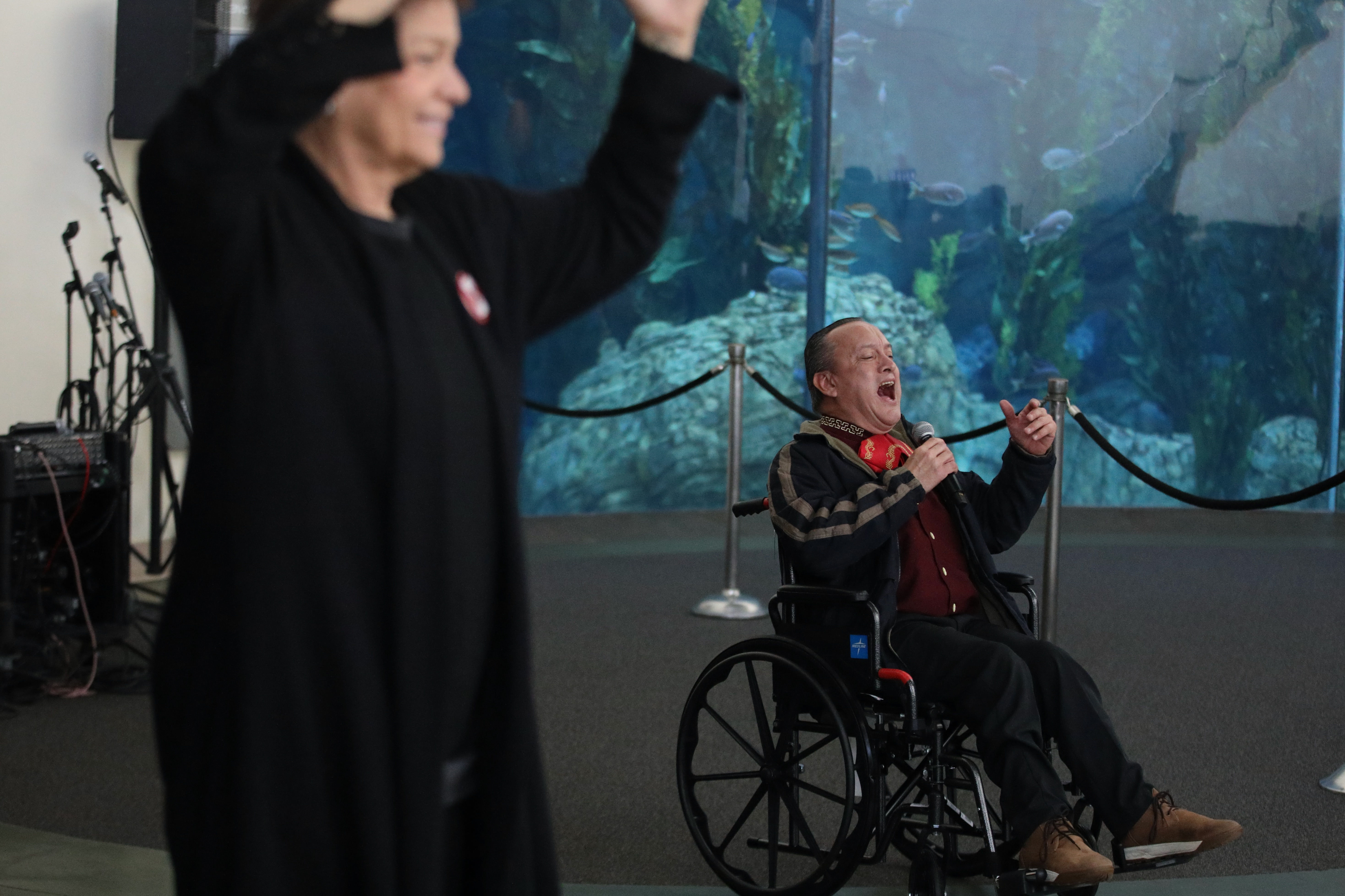 Guillermo Gomez of the Unification of Disabled Latin Americans sings...