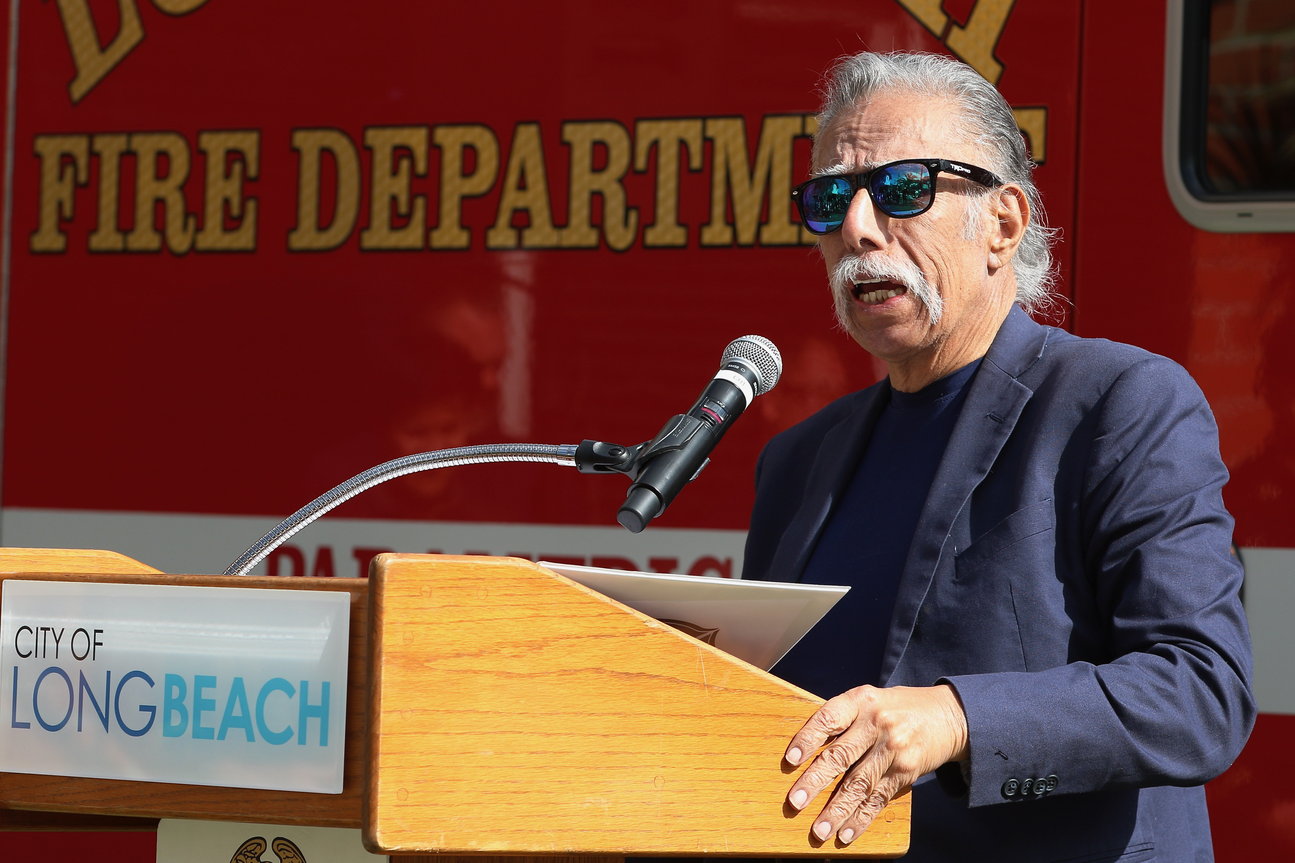 Long Beach Vice Mayor and Councilmember Roberto Uranga speaks at...