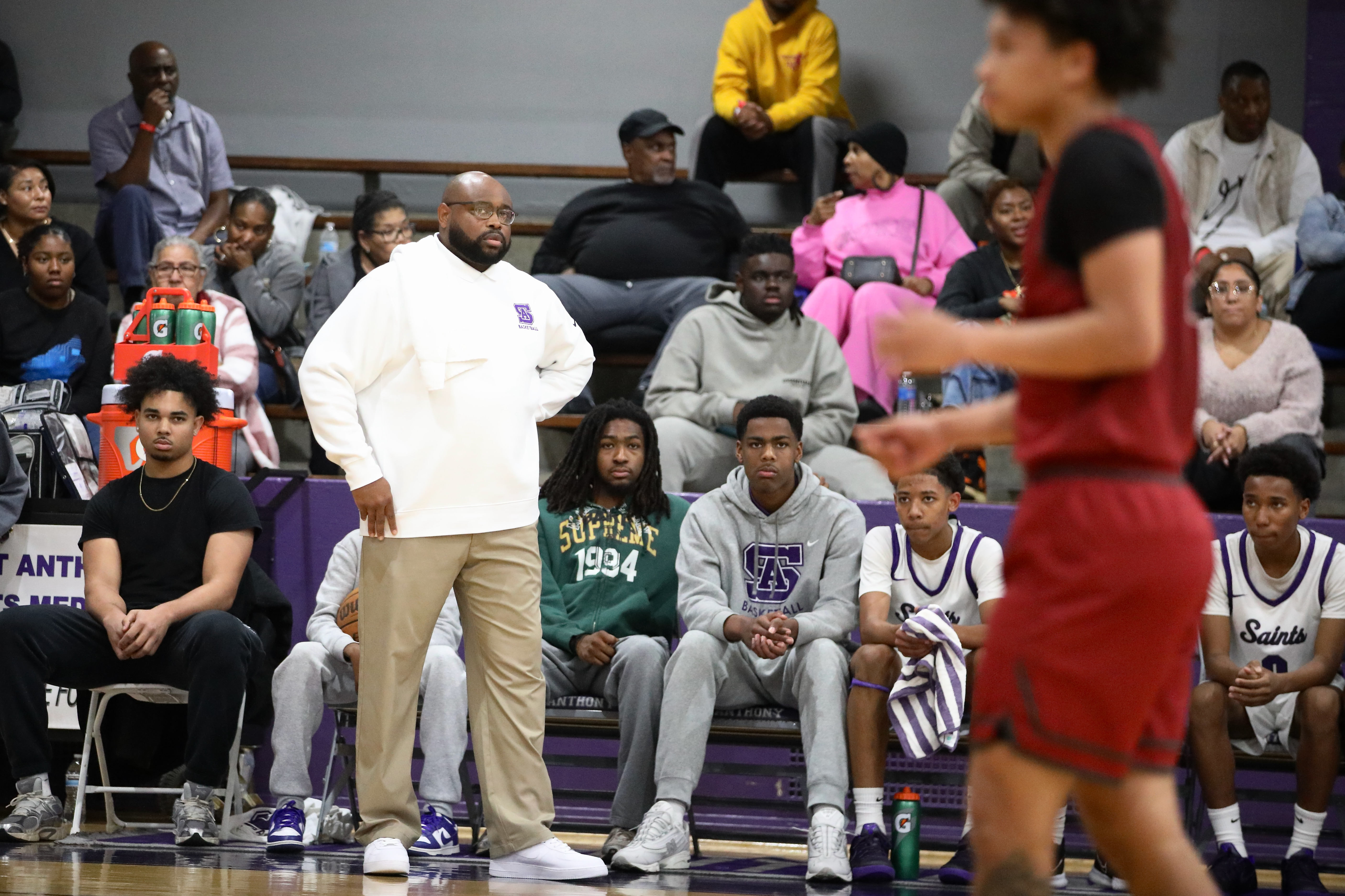 St. Anthony head coach Alan Mitchell shows frustration on the...