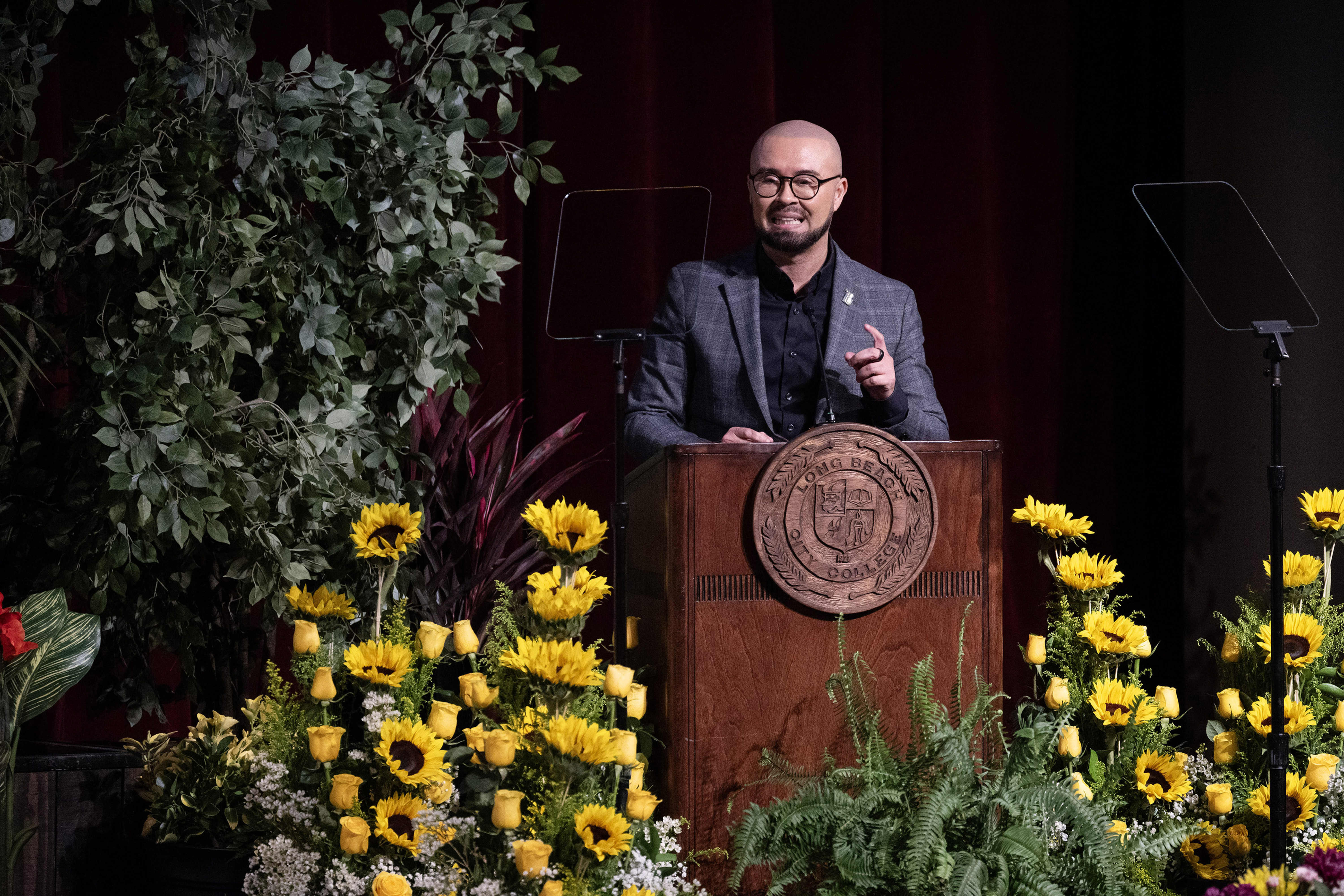Superintendent-President Dr. Mike MuÃ±oz speaks during LBCCâs 18th Annual State...