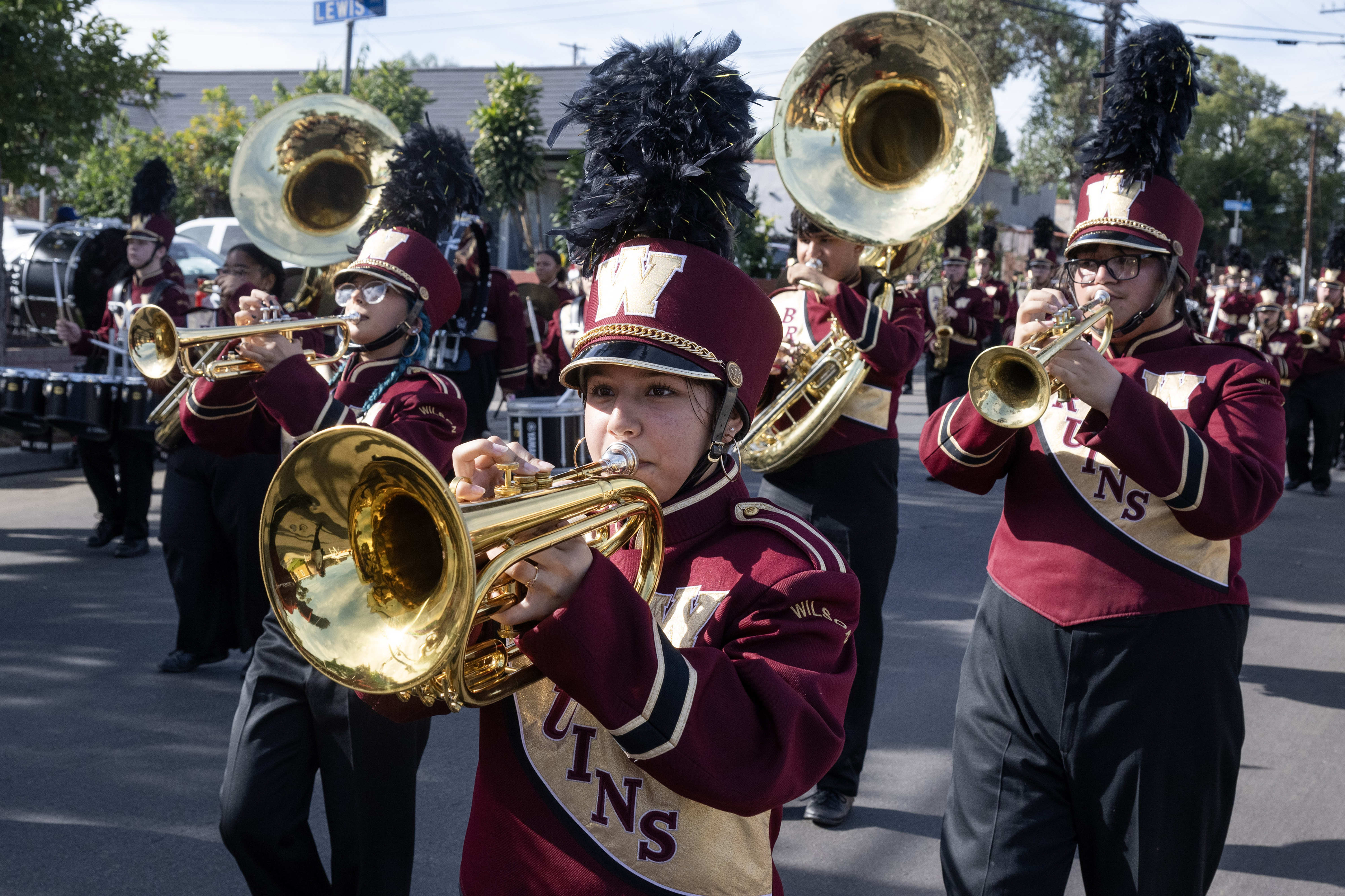 The Wilson High School Marching Band performs during the 38th...