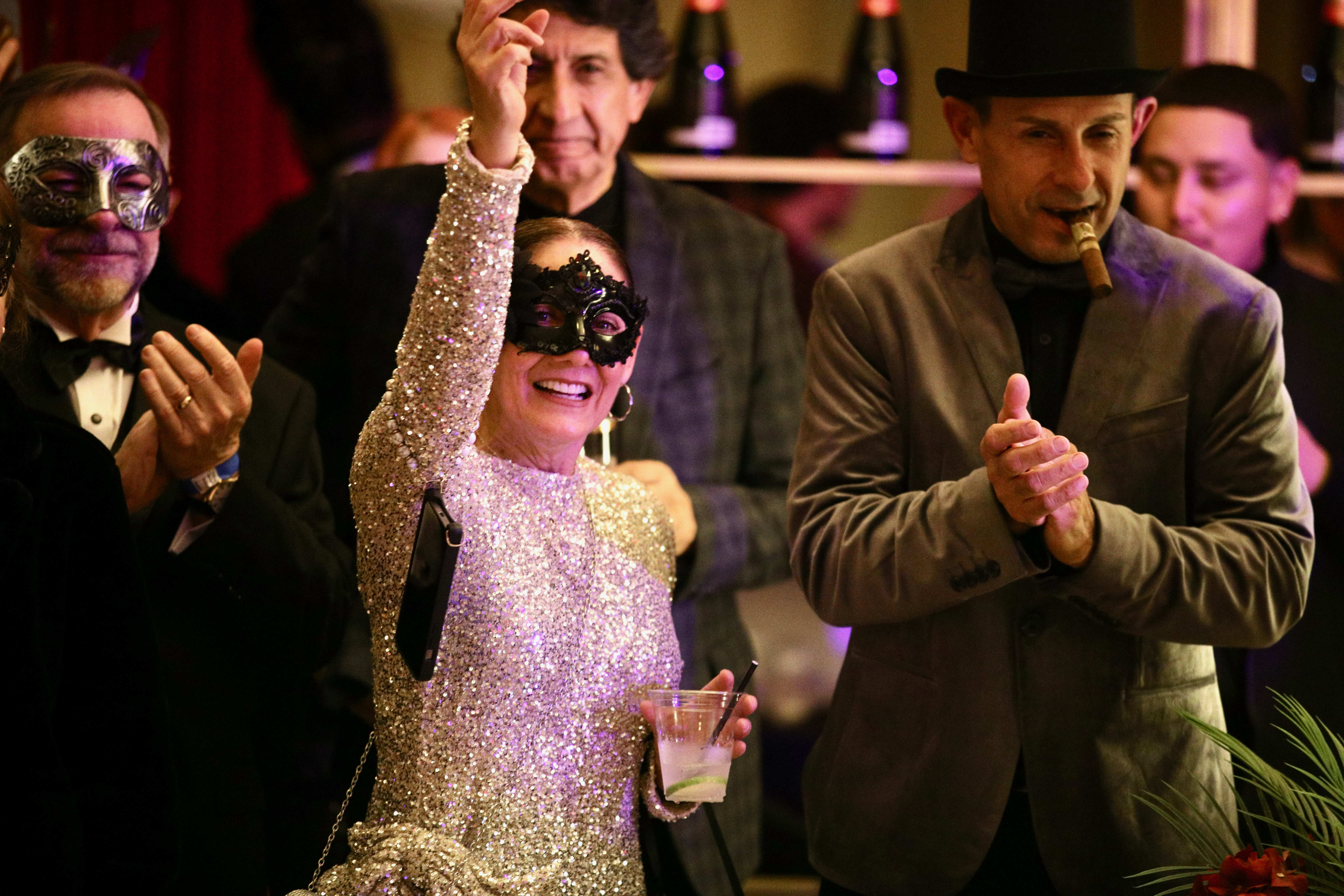 Revelers celebrate New Yearâs Eve aboard the Queen Mary on...