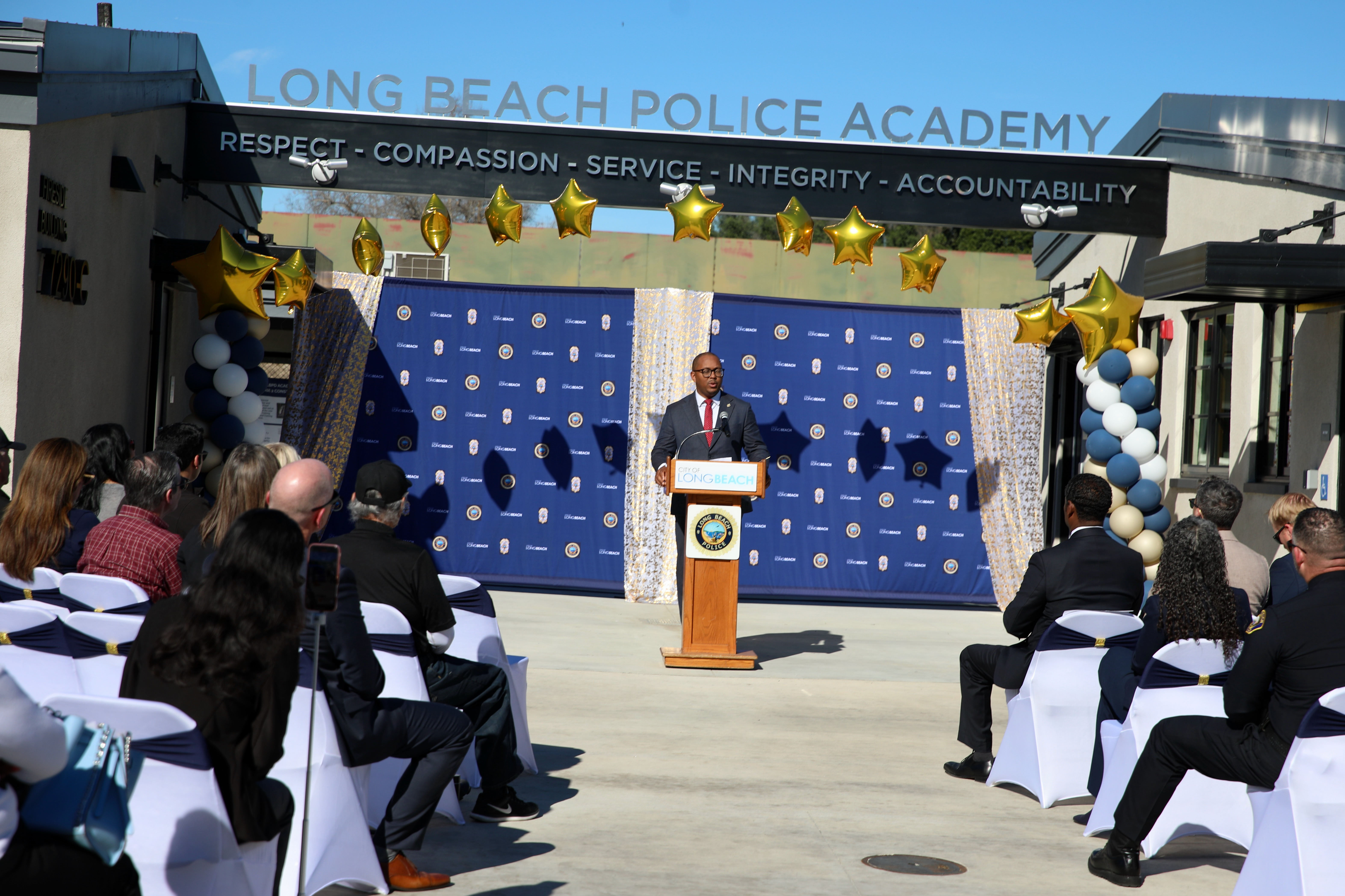 Mayor Rex Richardson address dignitaries on Saturday, Jan. 10, 2026,...