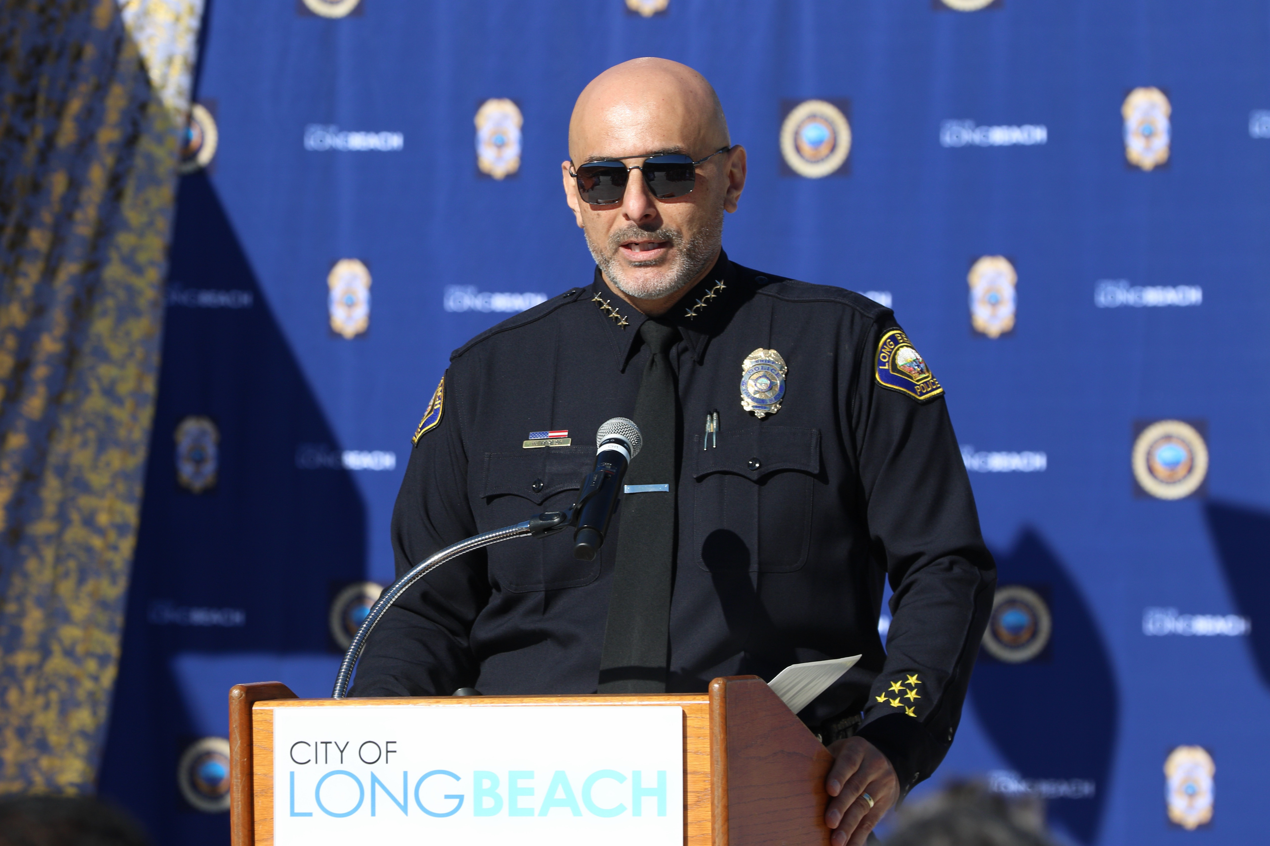 Police Chief Wally Hebeish delivers remarks on Saturday, Jan. 10,...