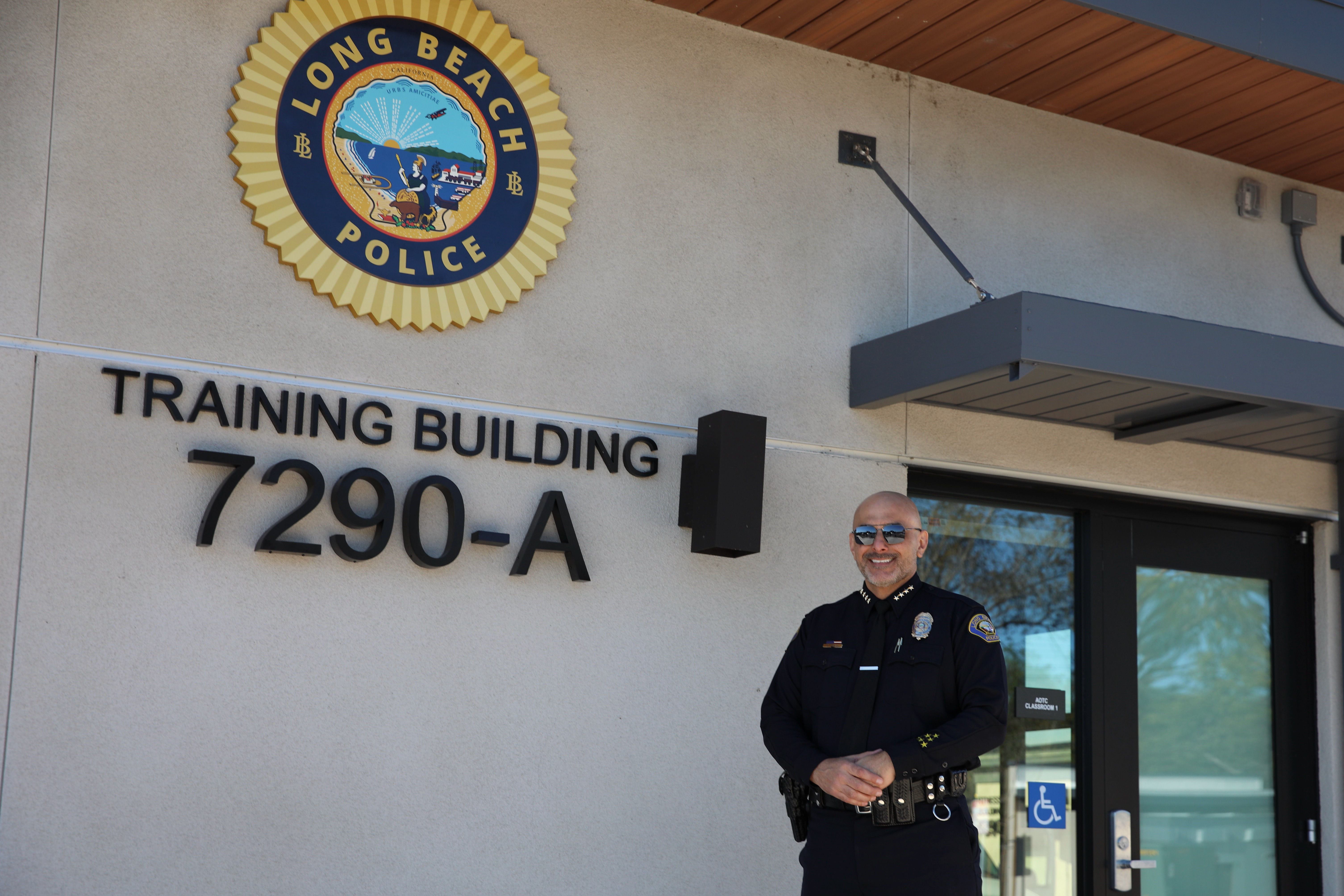 Police Chief Wally Hebeish stands outside one of the newly...