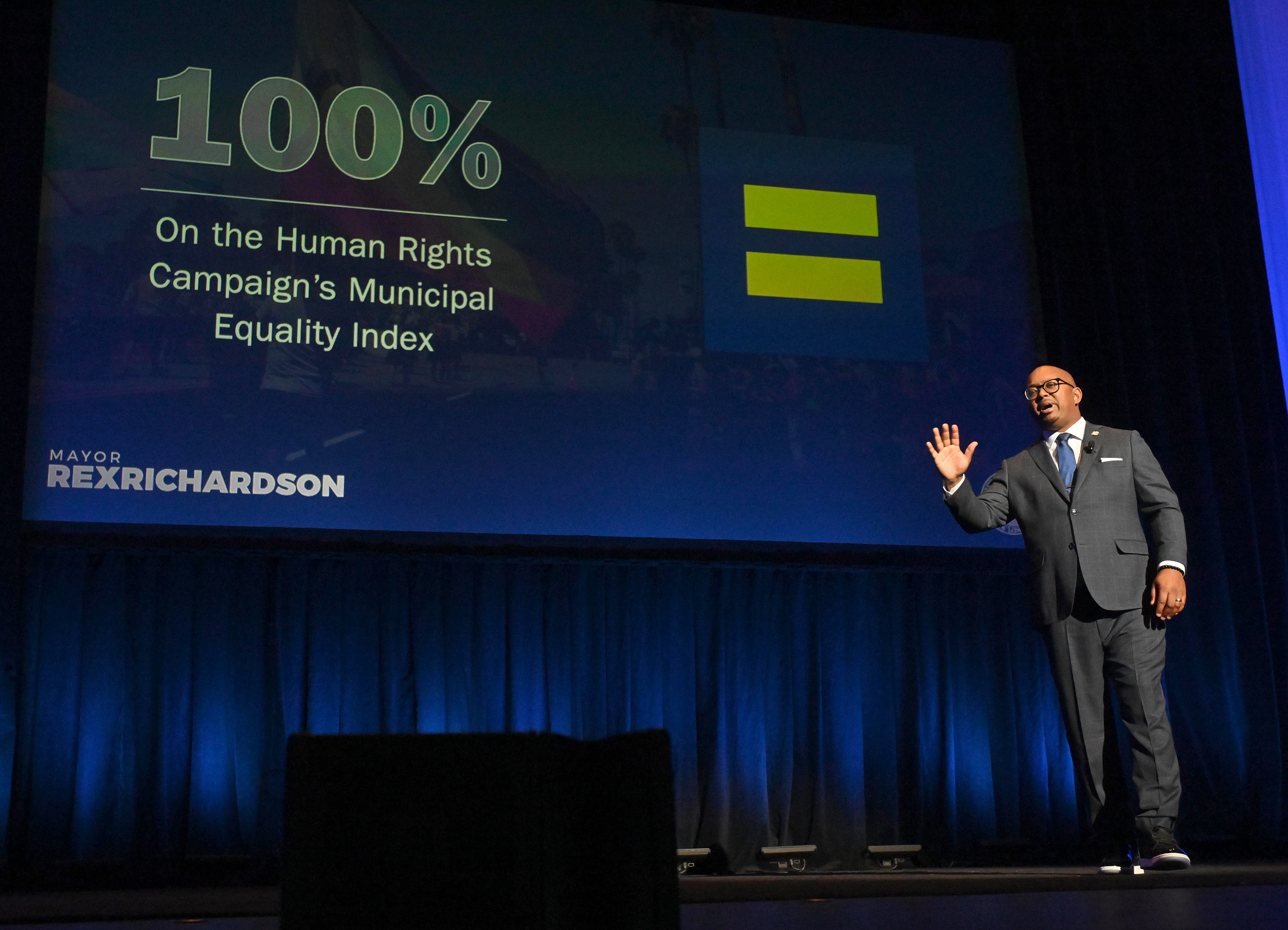 Long Beach Mayor Rex Richardson delivers the State of the...