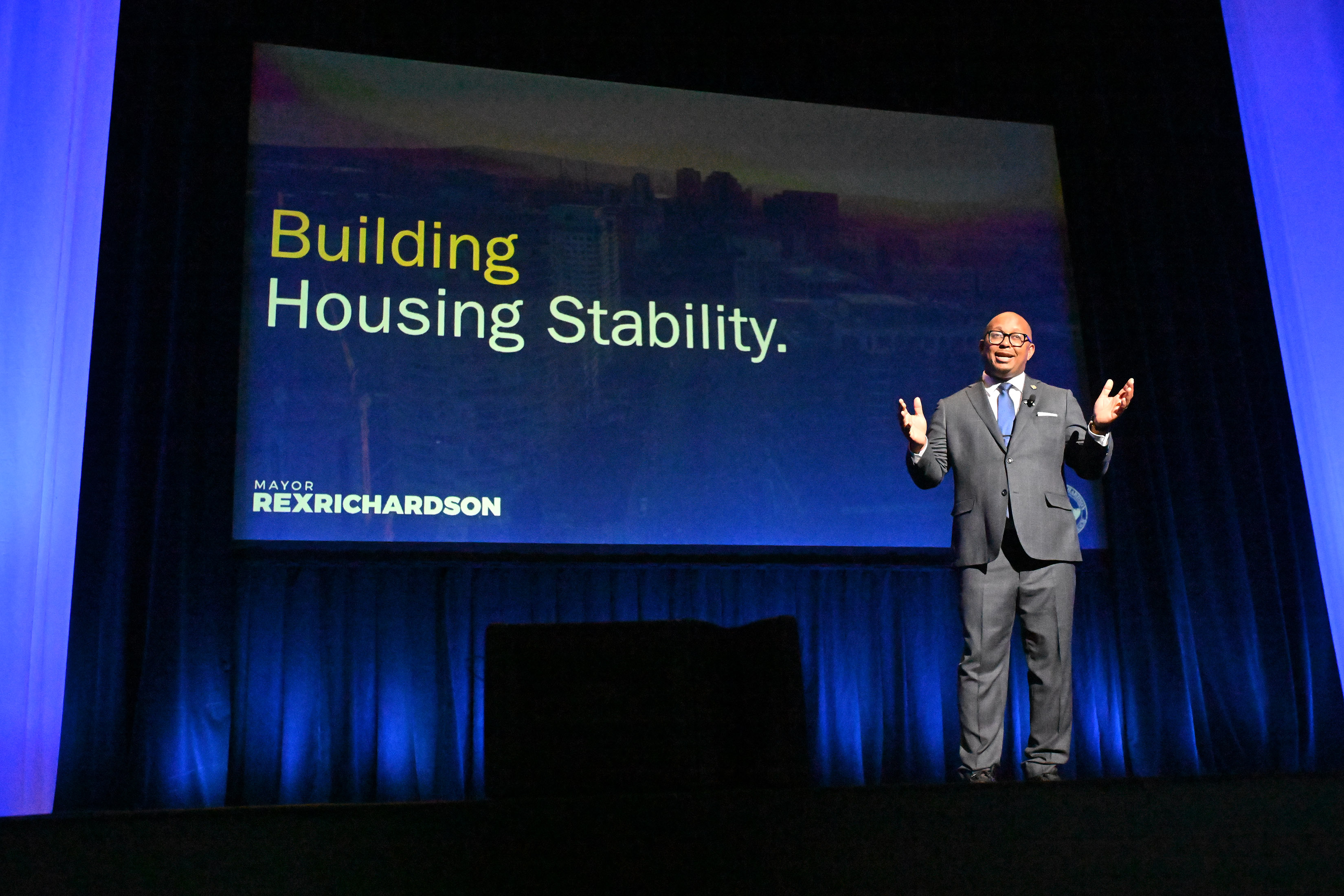 Long Beach Mayor Rex Richardson delivers the State of the...