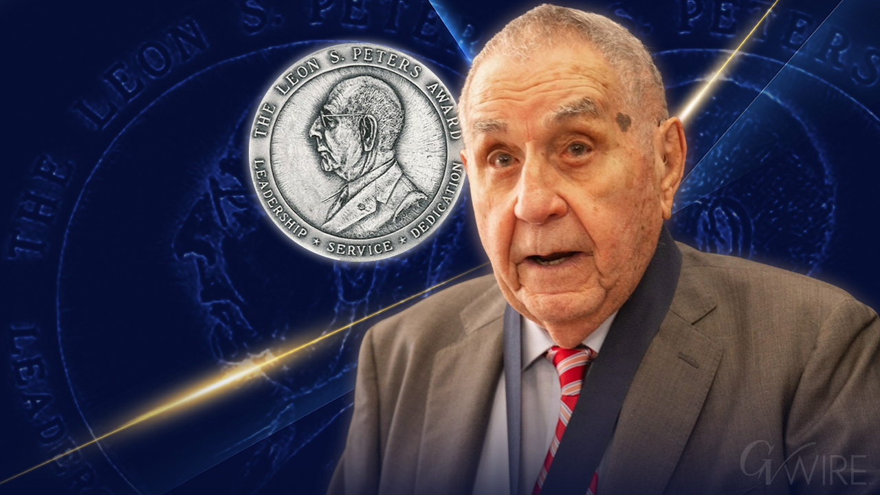 Composite image of the Leon Peters Award medal and Ed Kashian