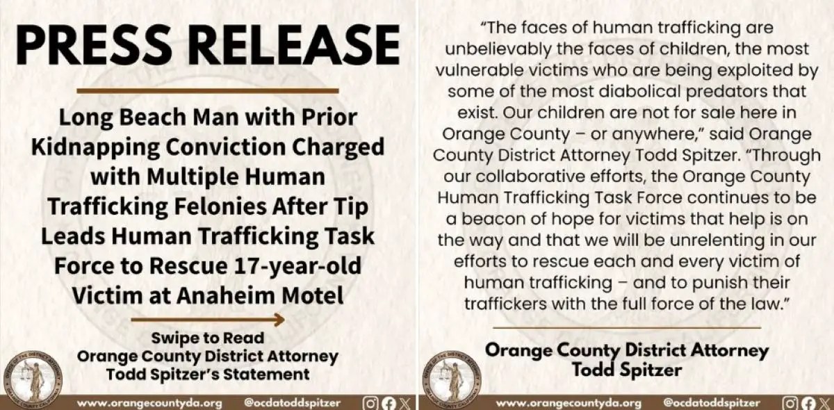 Long Beach man convict arrested again for trafficking a teenager in Anaheim