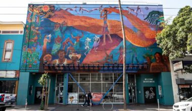 building facade with colorful mural