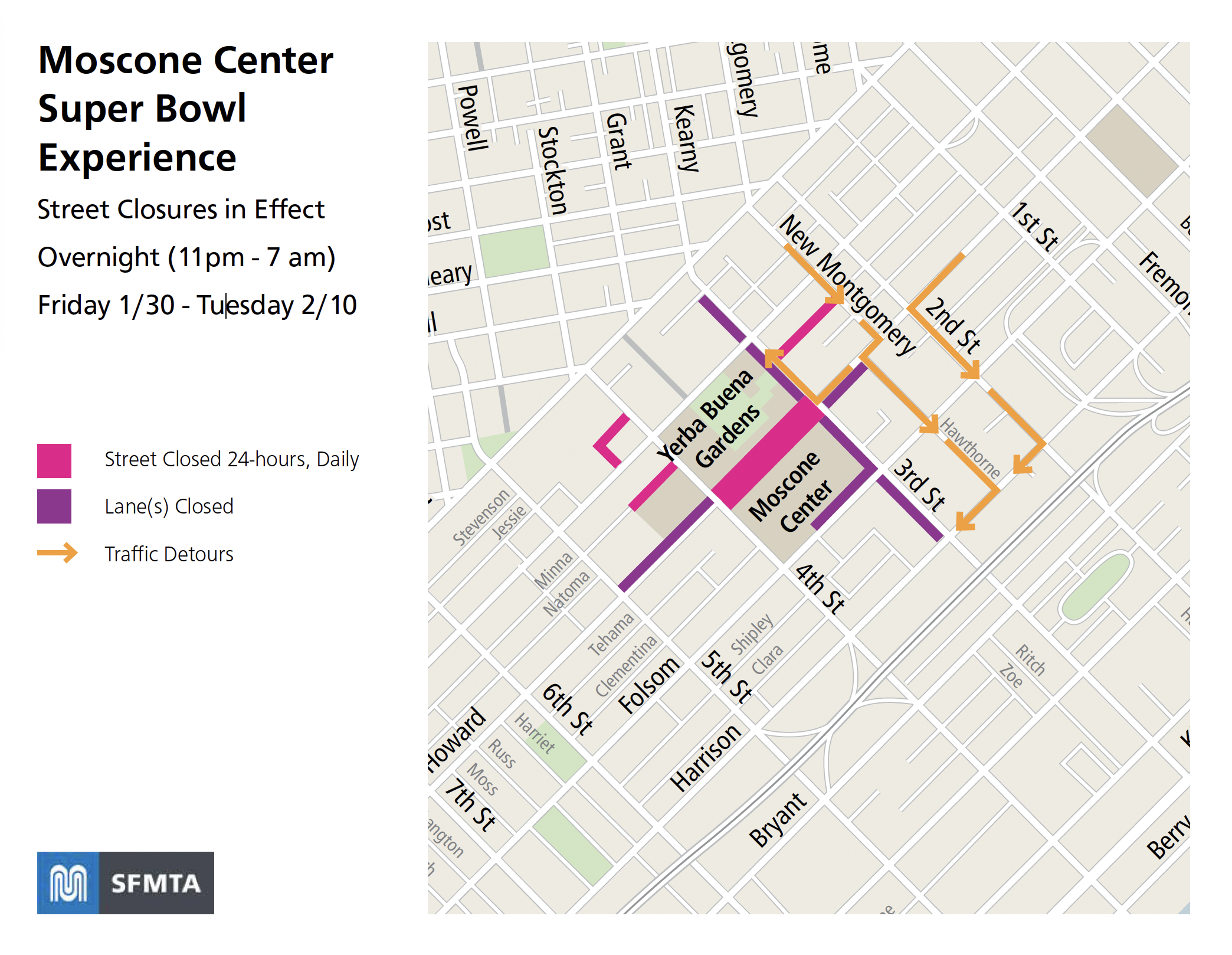 Super Bowl road closures in San Francisco
