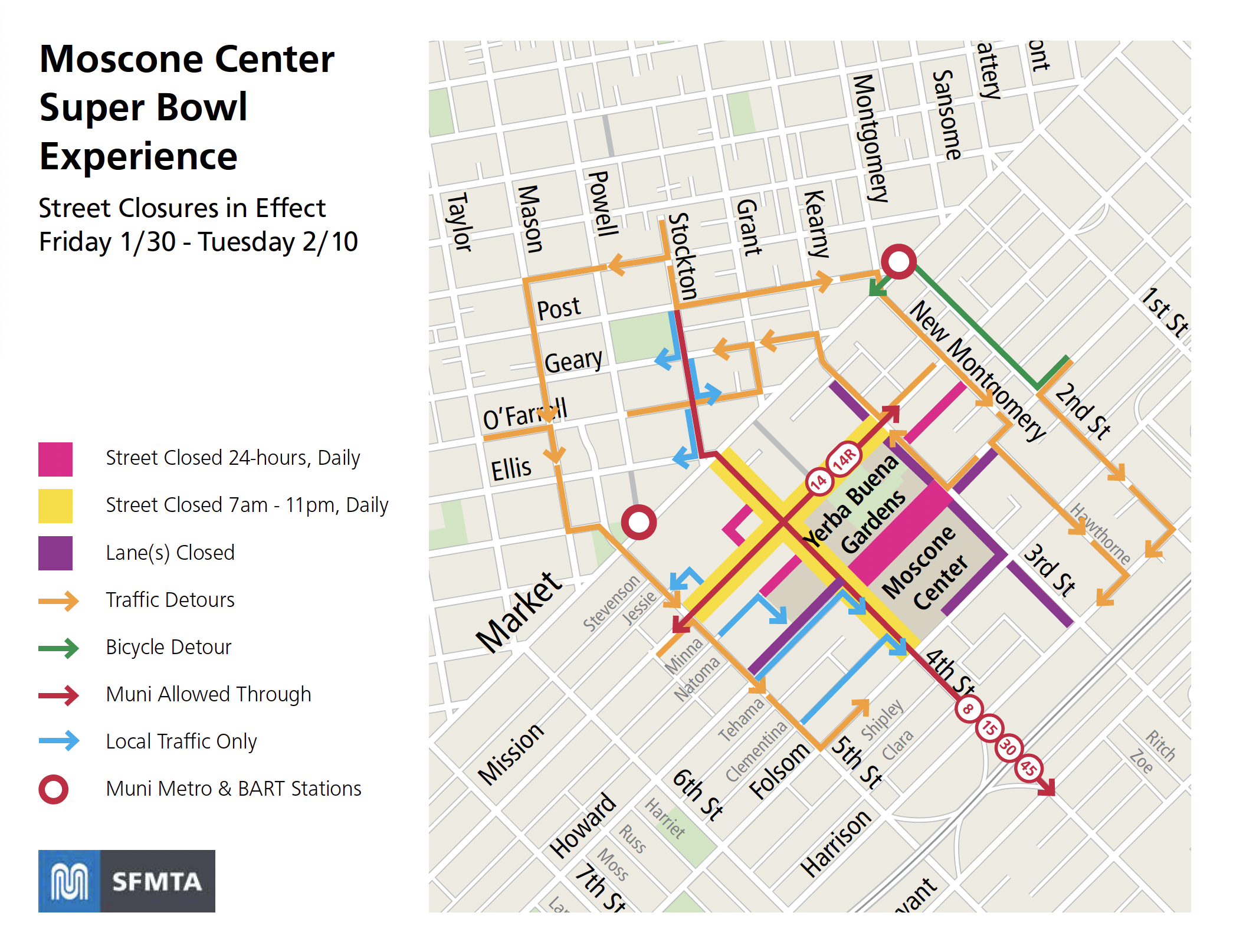 Super Bowl road closures in San Francisco