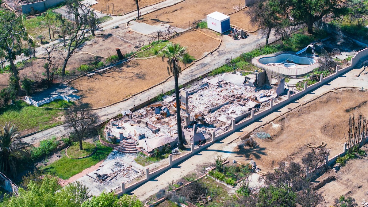 Ruins of a home after a wildfire.