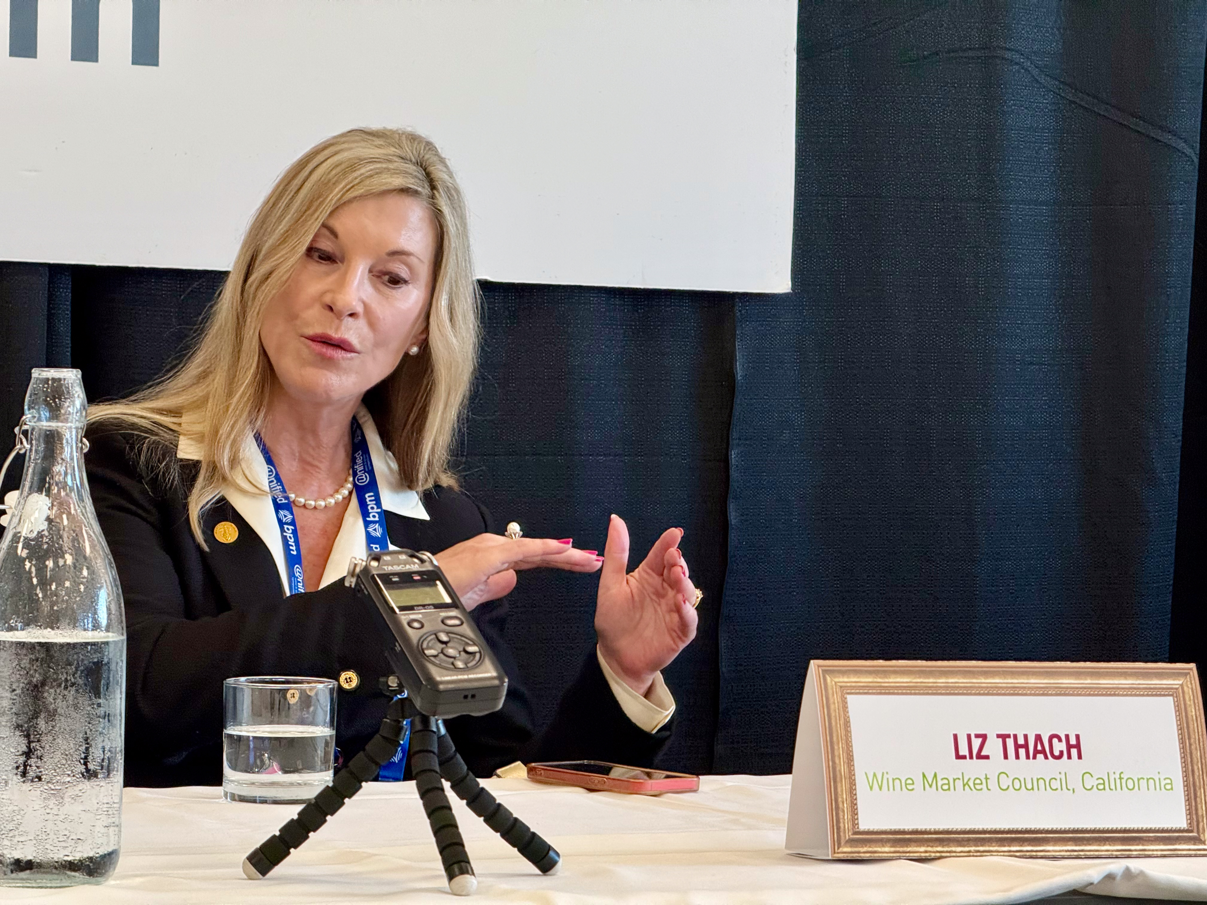 Liz Thach, Ph.D., CEO of Wine Market Council, speaks at...