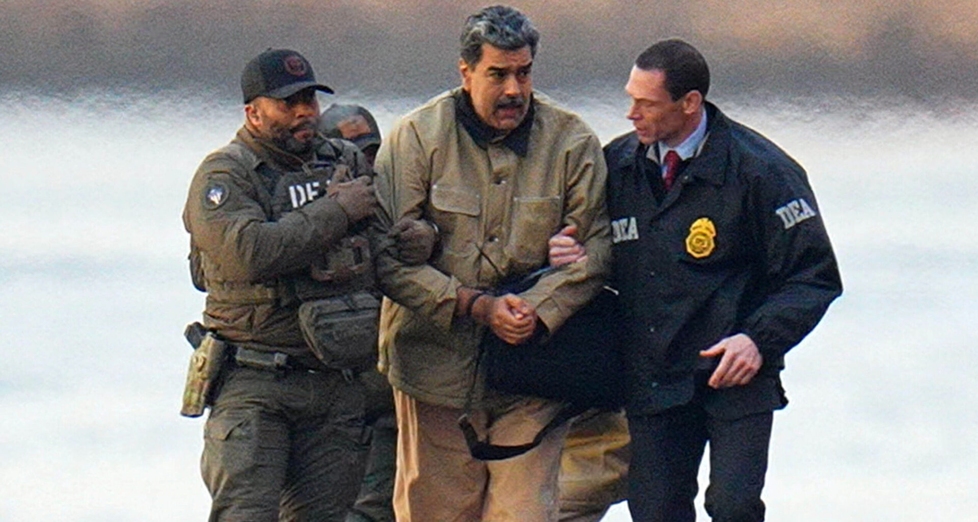 Venezuelan President Nicolás Maduro, in handcuffs, is closely escorted by U.S. federal agents after his arrival in New York on Jan. 5, 2026.