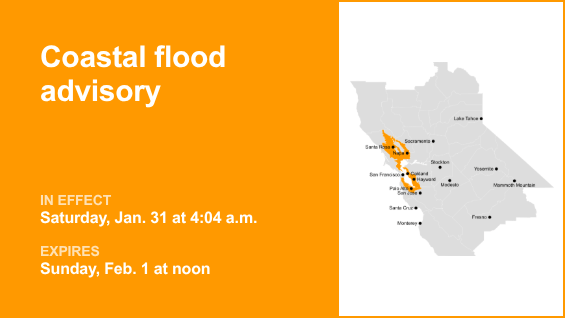 North Bay Interior Valleys and San Francisco Bay Shoreline under a coastal flood advisory until Sunday midday – The Mercury News