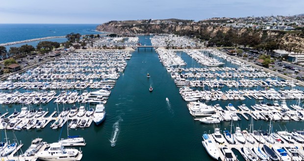 Dana Point Harbor in Dana Point, CA is undergoing a multi-year revitalization. Traffic moves around the harbor in June. (Photo by Paul Bersebach, Orange County Register/SCNG)